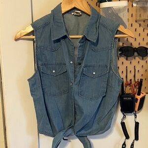 Forever 21 Jean tank top with waist tie, size medium